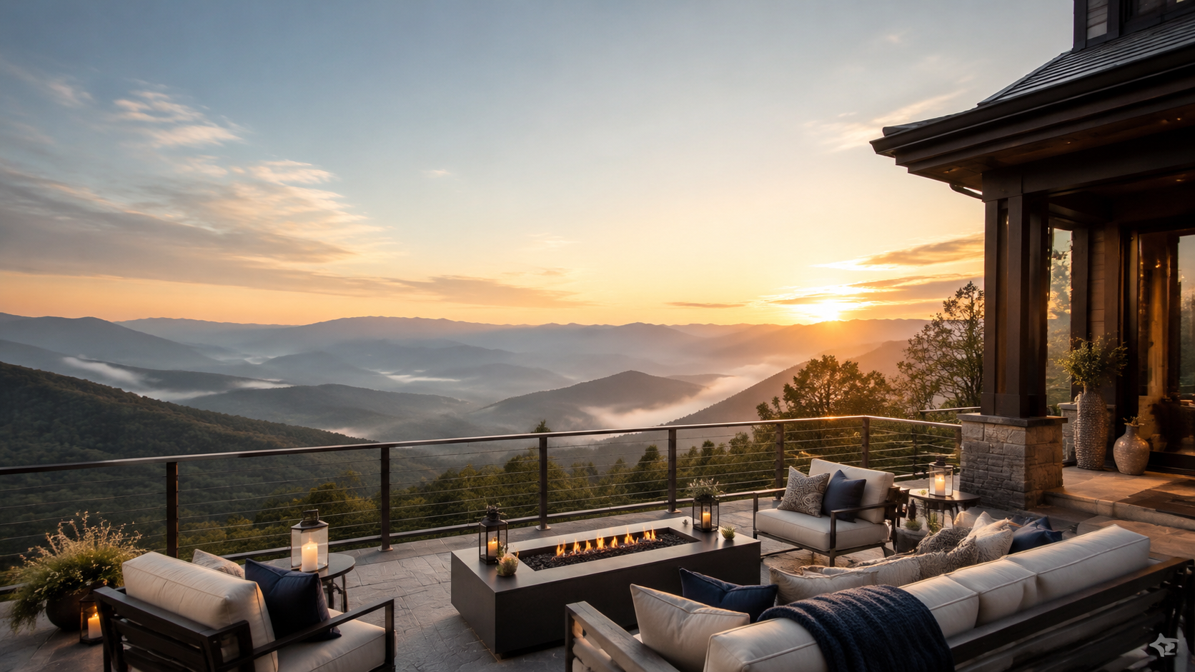 Blue Ridge mountain retreat terrace overlooking the Georgia mountains