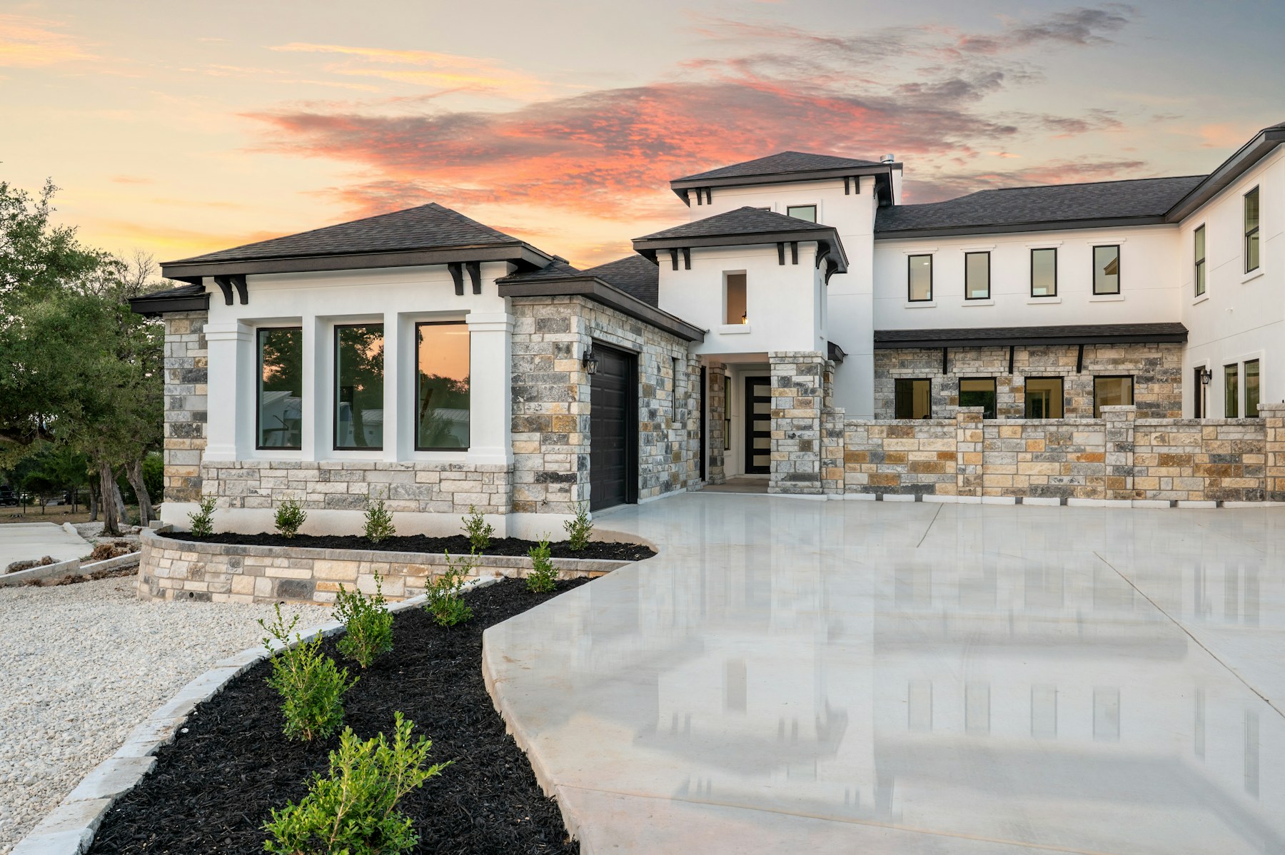 Representative luxury private estate at sunset